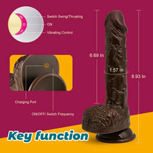 Load image into Gallery viewer, Black Coffee Simulation Penis Wireless Telescopic Rotary Vibration Adult Female Sex Products