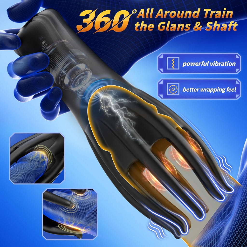 Male Masturbator Sex Toys for Men, Powerful Elongated Compact Penile 360 Training Wrap with 10 Vibrating Modes - Anal Penis Vibrator for Men
