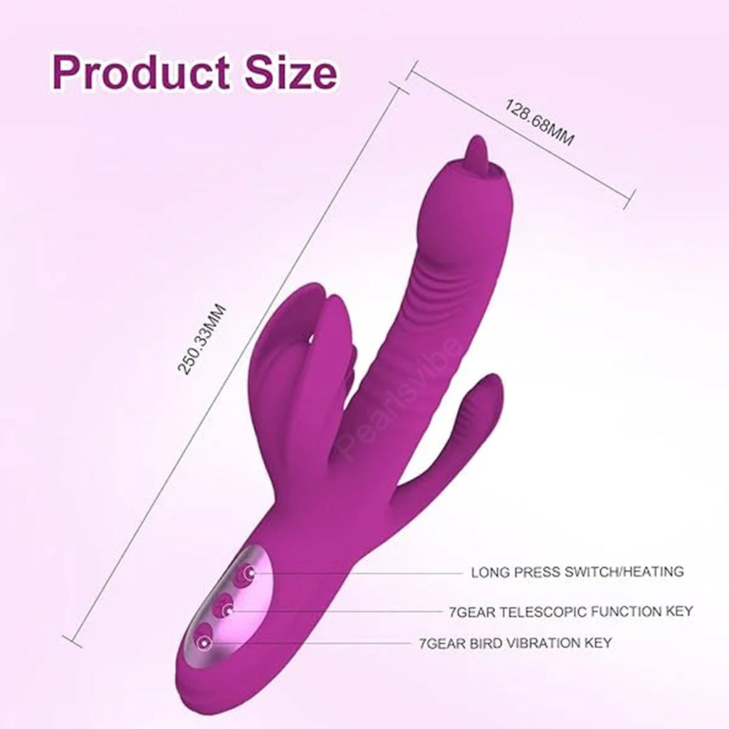 Trident 4-in-1 Heating Telescopic Swinging Tongue-licking Vibrator